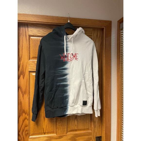 Welcome Skateboards Dip-Dye Hoodie Black & White Pullover Sweatshirt - Picture 1 of 11